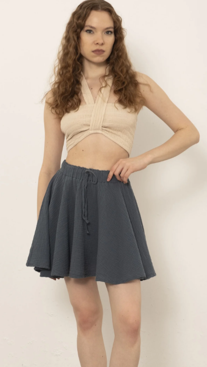 Muslin Short Flared Skirt